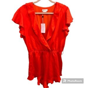 Lovers & Friends Red Getaway Romper Size Large NWT Missing Belt M0497